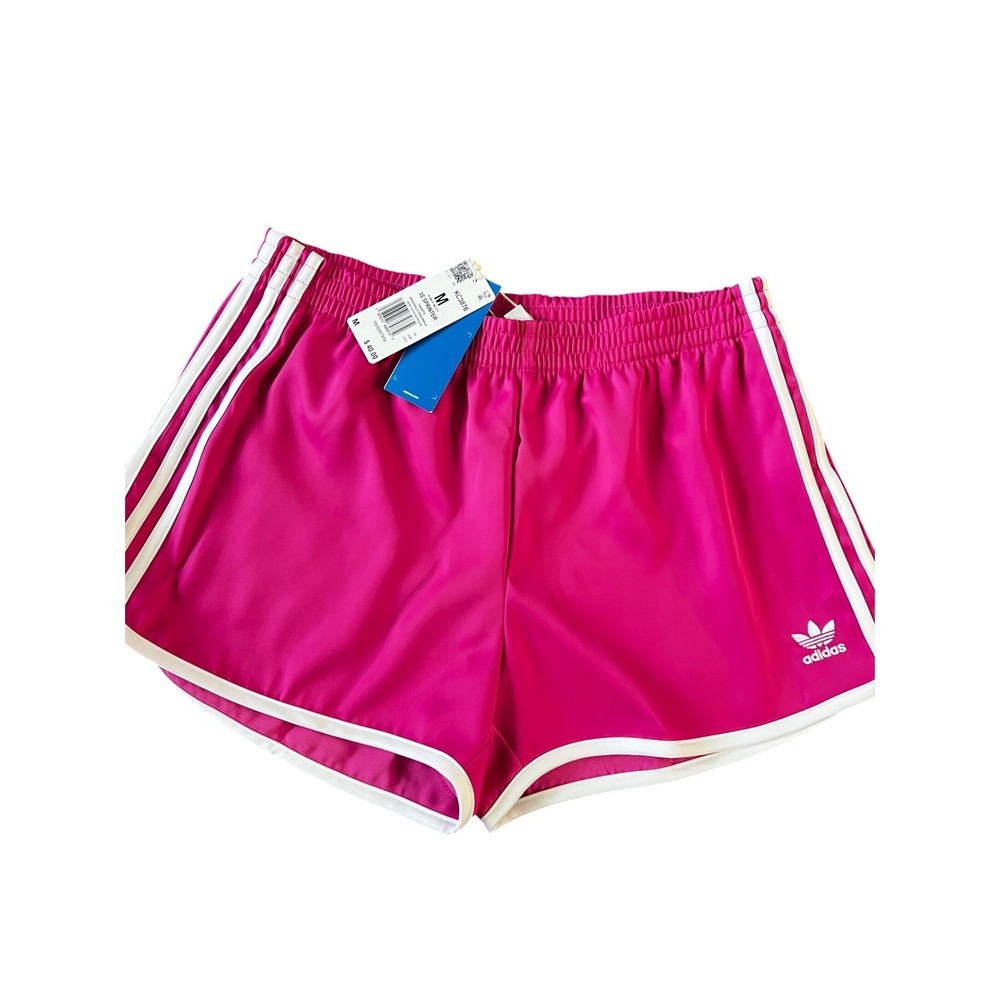 adidas Hot Pink Women's Athletic Shorts with White Trim